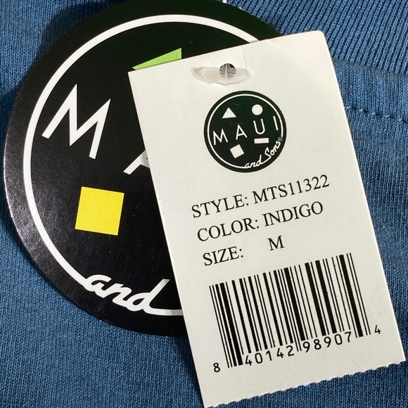 MAUI & SONS Medium M Med MD Shark Logo Mens T-shirt Tee Shirt Blue - Picture 9 of 9